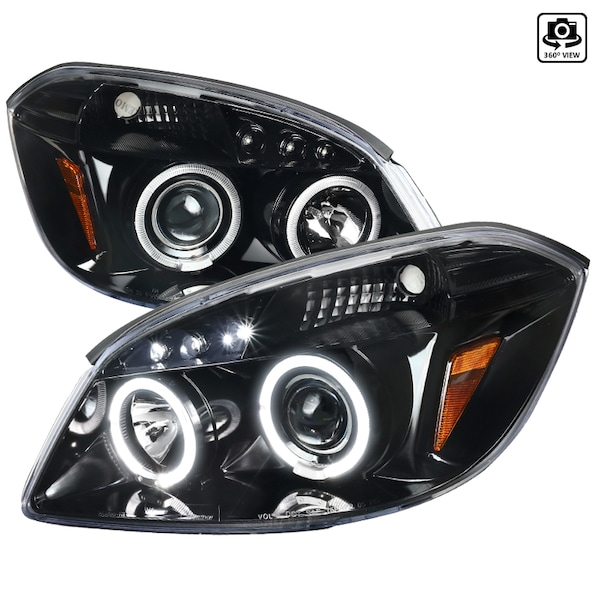 Spec-D Tuning 05-10 Chevrolet Cobalt Projector Headlight Glossy Black 2LHP-COB05BK-TM - main